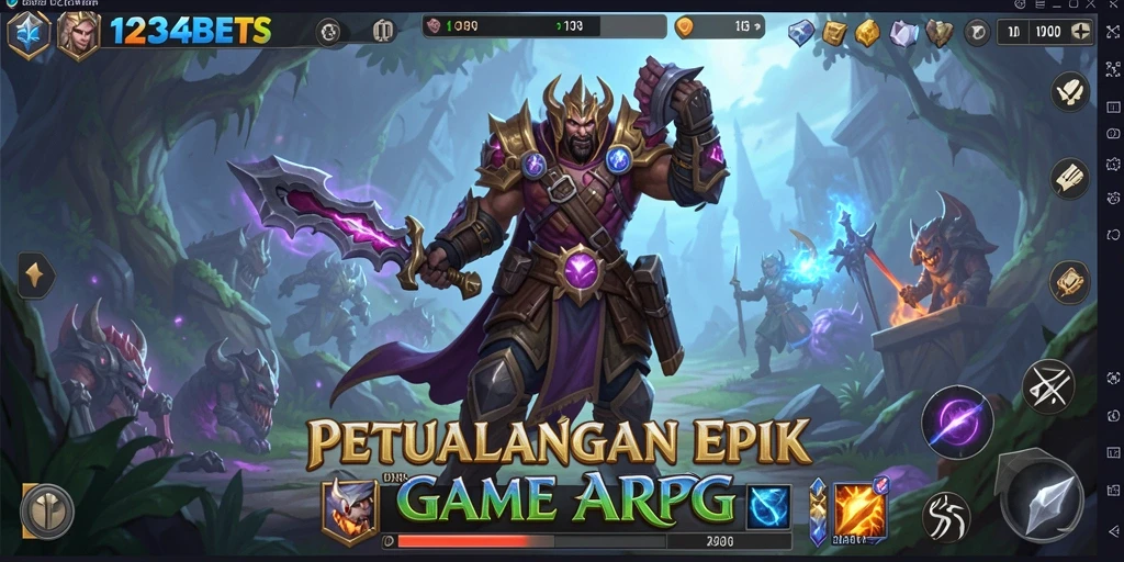 Tangkapan layar utama 1234BETS menampilkan aksi pertarungan seru dalam game ARPG.
