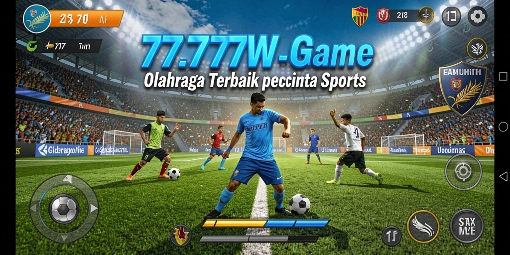 Tampilan gameplay seru di 7777W, penuh aksi olahraga.