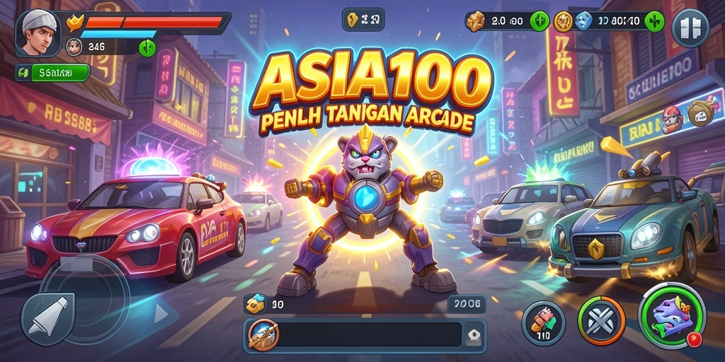 Tampilan seru gameplay ASIA100 yang penuh warna dan tantangan.