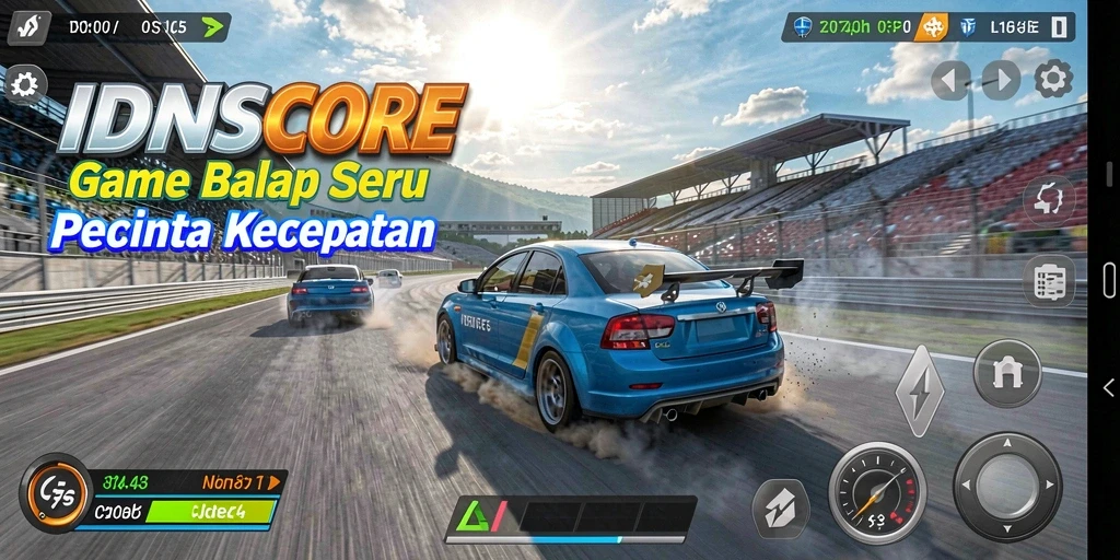 Tampilan gameplay Racing yang mendebarkan di IDNSCORE.