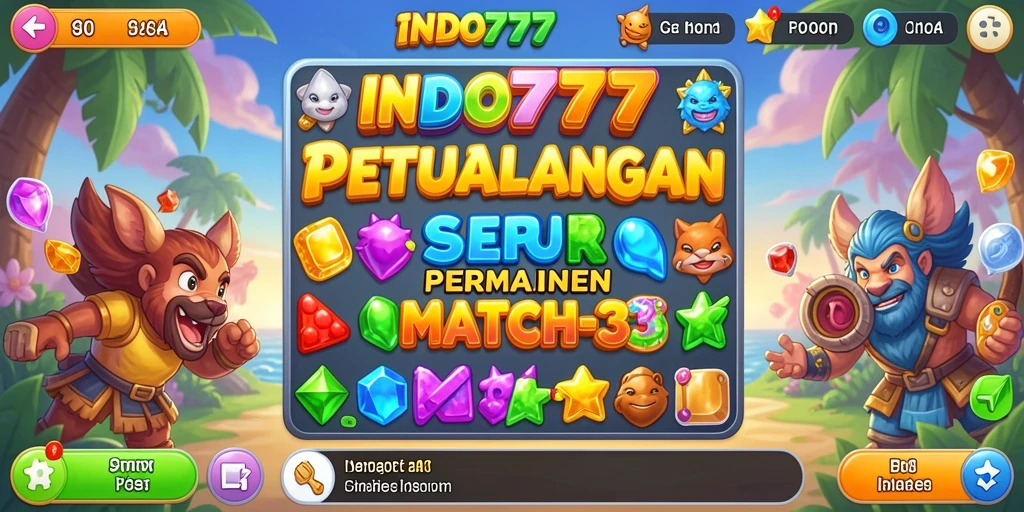 Tampilan gameplay INDO777 dengan tantangan seru Match-3.