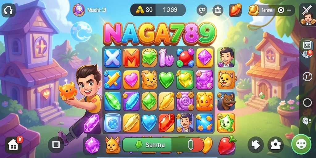 Screenshot permainan NAGA789 menampilkan gameplay Match-3 yang seru dan menantang.