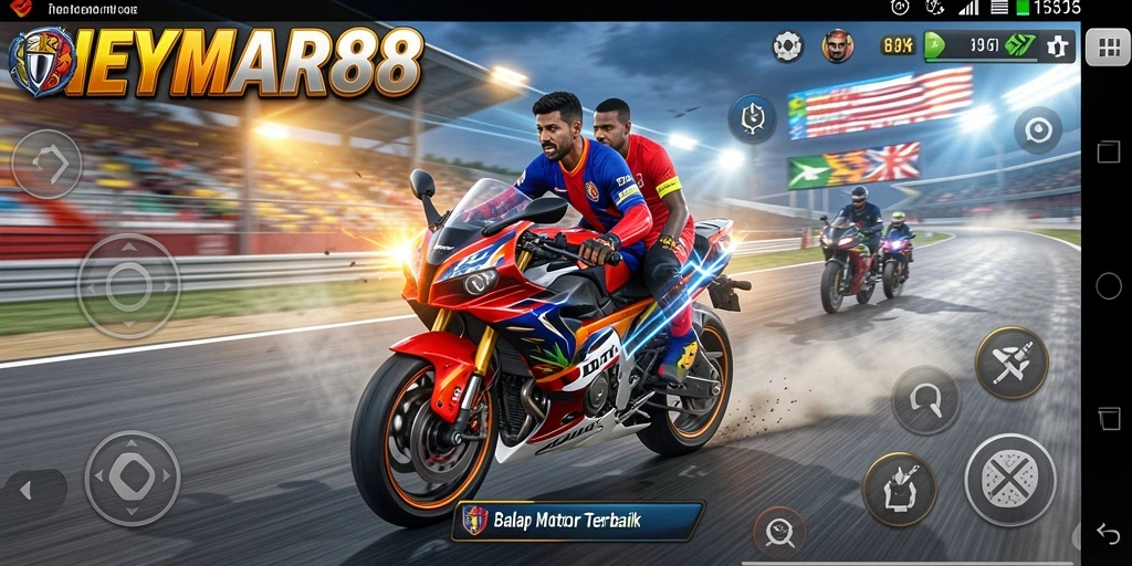 Tampilan menegangkan dari gameplay balap motor NEYMAR88.