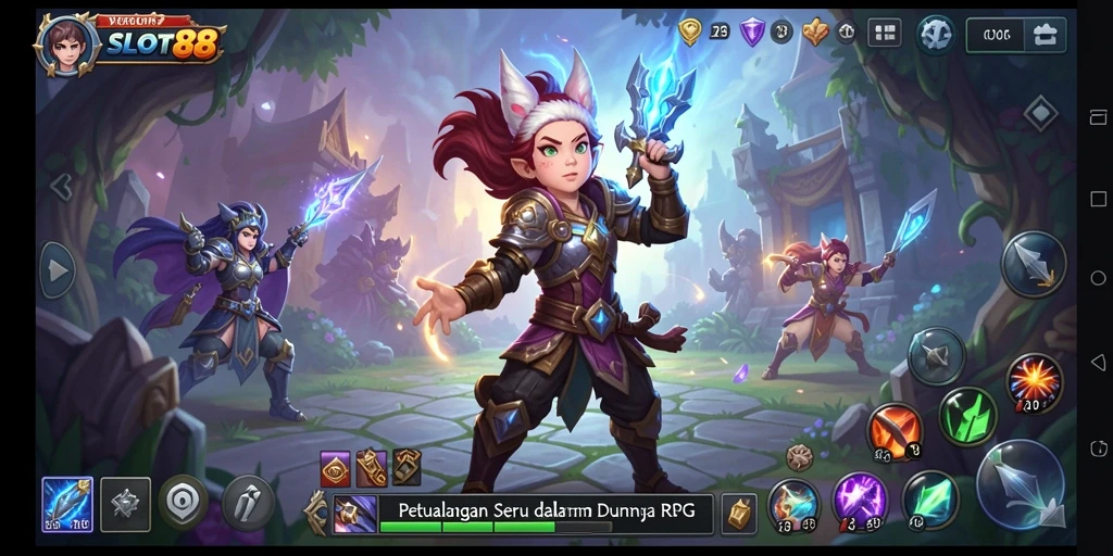 Screenshot permainan SLOT88 menampilkan aksi RPG yang mendebarkan dan karakter yang menawan.